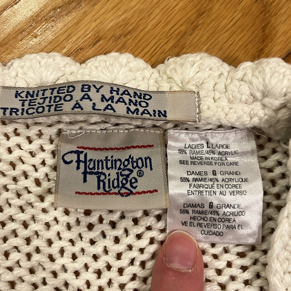 Vintage Cottagecore Hand Knit Scalloped Sweater Vest Size Large - Picture 4 of 16